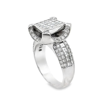 Estate White Gold and Invisibly Set Diamond Fashion Ring