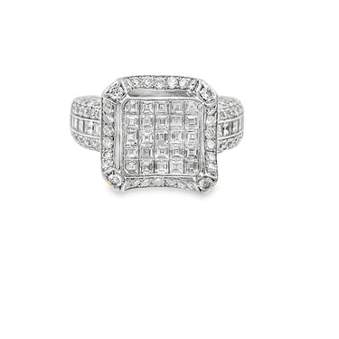Estate White Gold and Invisibly Set Diamond Fashion Ring