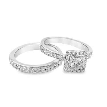 Estate White Gold and Diamond Wedding Suite Ring Set