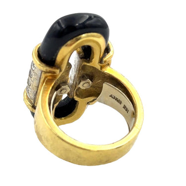 Estate Vintage Yellow Gold Diamond and Onyx Ring