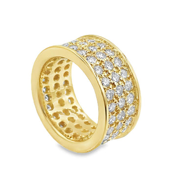 Estate Gold and Diamond Triple Row Diamond Ring