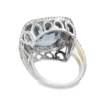 Estate White Gold Diamond and Topaz Ring