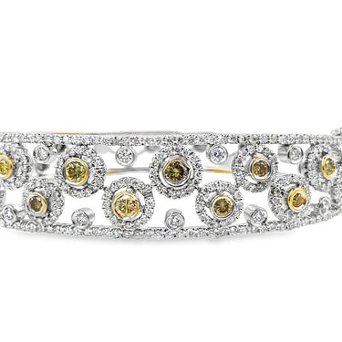 Estate Gold and Fancy Color Diamond Bangle Bracelet and Ring Suite