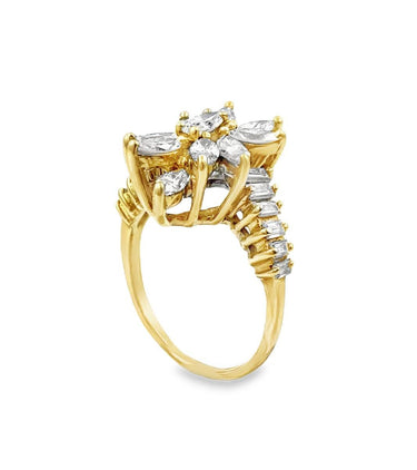 Estate Yellow Gold and Diamond Fashion Ring