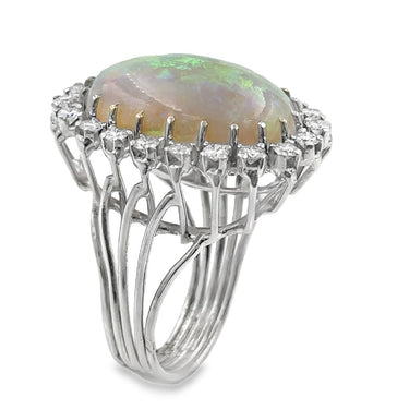 Estate Vintage Australian Opal and Diamond Ring