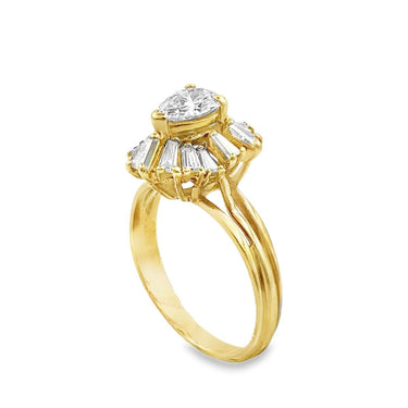 Vintage 18K Yellow Gold Diamond Cocktail Ring.