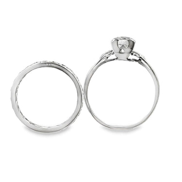 Art Deco Platinum Diamond Engagement Ring and Wedding Band suite