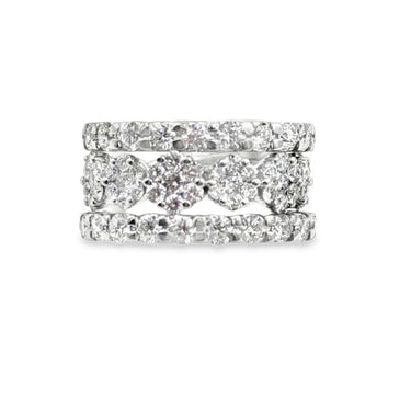 Three 14K white gold diamond bands.