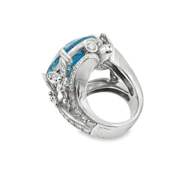 White Gold Diamond & Topaz Butterfly Ring.