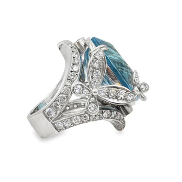 White Gold Diamond & Topaz Butterfly Ring.
