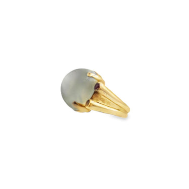 Vintage 14K rose gold moonstone and ruby ring