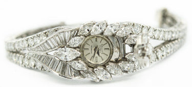 Ladies Swiss Platinum and Diamond Covered Wristwatch by Sellita Circa 1950's