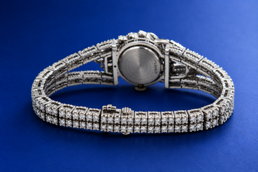 Ladies Swiss Platinum and Diamond Covered Wristwatch by Sellita Circa 1950's